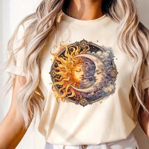 Celestial Sun and Moon Face - Moon And Sun Tee, Women Celestial Gift, Vintage Celestial Face Tee, Astrology Gift for Her, Hippy Clothes