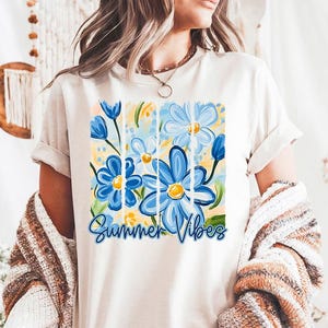 Floral Summer Vibes - Comfort Colors, Summer Beach Shirt, Watercolor Summer Vibes Shirt, Trendy Summer Shirt, Boho Floral Tee, Summer floral