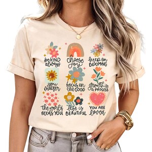 Affirmations positives - Chemise, chemise fleurs rétro, cadeau pour femme, t-shirt dicton inspirant, chemise citations positives, chemise santé mentale