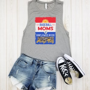 Baseball Moms & Sunflower Seeds Always Salty - Muscle Tank, Baseball Mom Shirt, Baseball Shirt, Baseball Shirts, Baseball Mama Shirt.
