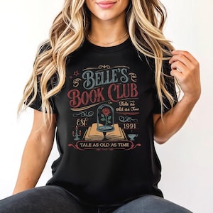 Belle&#39;s Book Club - Geschichte so alt wie die Zeit, Retro Die Schöne und das Biest Shirt, Belle Princess Tee, Bookish Reading Tee, Belle&#39;s Book Shop Shirt