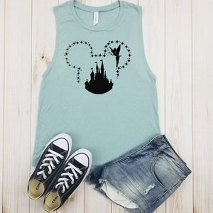 Tinkerbell Mickey Castle - Muscle Tank, Disney Shirts, Disney Mom Shirt, Mickey Mouse, Disney Cruise, Disney Matching, Disney Princess.