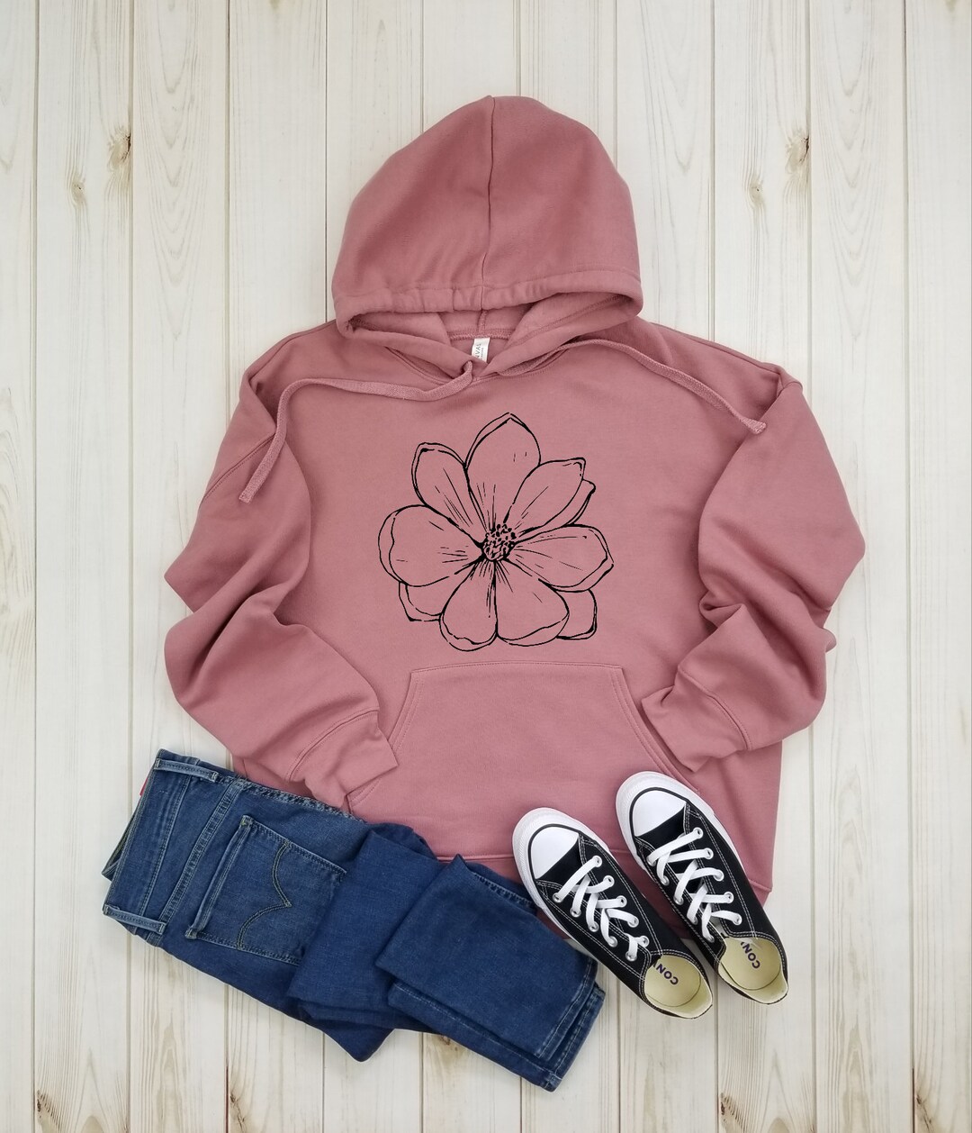 Magnolia Flower Fleece Hoodie Boho Indie Shirt Wildflower - Etsy