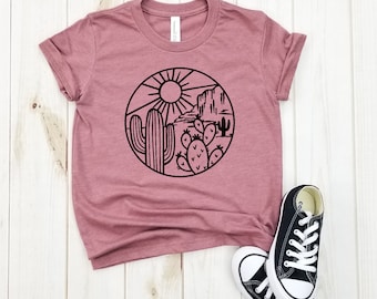 Scène cactus - Chemise pour tout-petits, Chemise botanique, TShirt cactus, T-shirt de jardinage, T-shirt cactus, chemise du désert, pas une chemise Hugger, vie dans le désert.