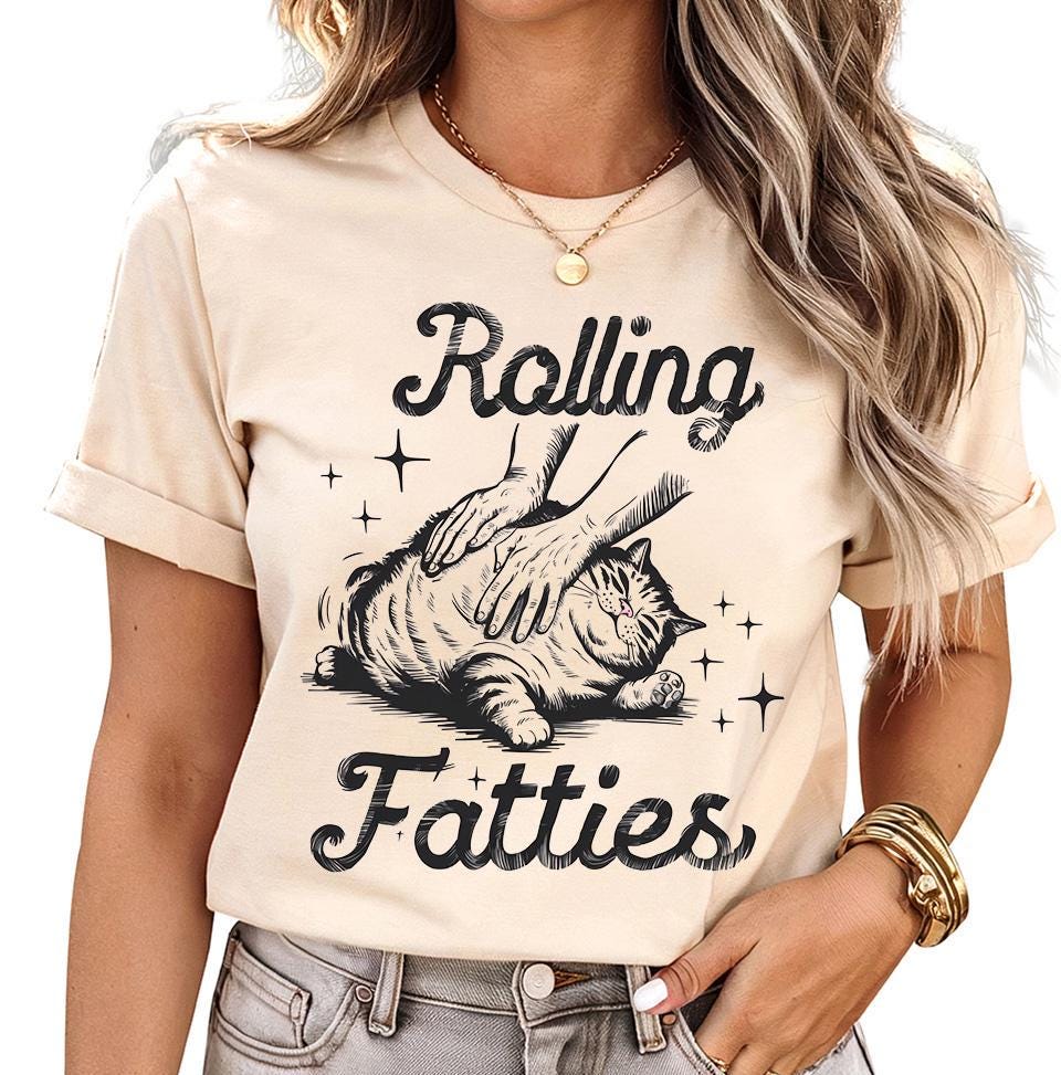 R0LLING Fatties - Shirt, Cat Shirt Funny Cannabis shirt, Smoking Weed Gift, Cute Cat shirt, Fat Cat Meme Shirts, Fat Cat Mom, Weed Lover tee