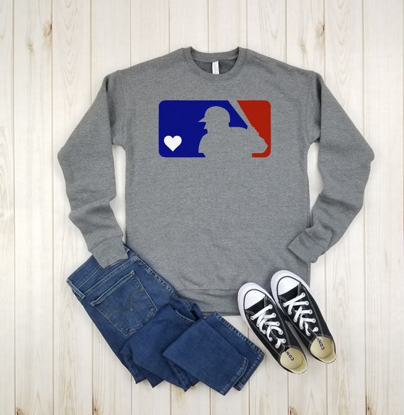 mlb logo with heart sweatshirt