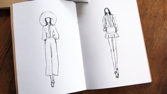Set 8 Fashion Illustrations Style Drawing Coloring 5 Pages