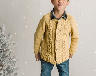 Children's Hand Knitted Cable Merino Cardigan