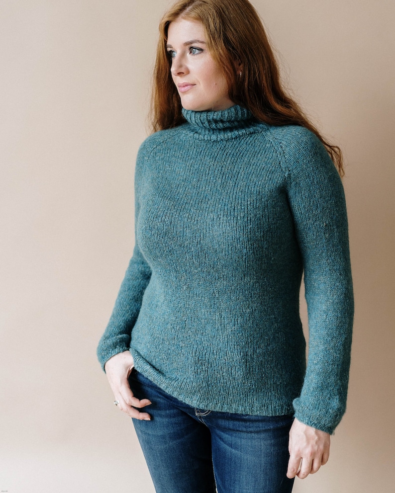 Womens Handknit Sweater Soft Wool Sweater Women Green Soft Etsy