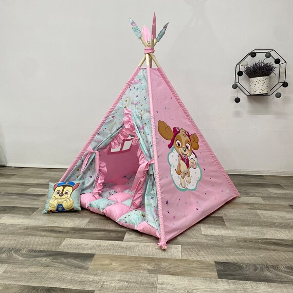 Hand painted Skye Teepee Tent Pink Tipi Zelt Kinder Paw Patrol Kids Playhouse Etsy