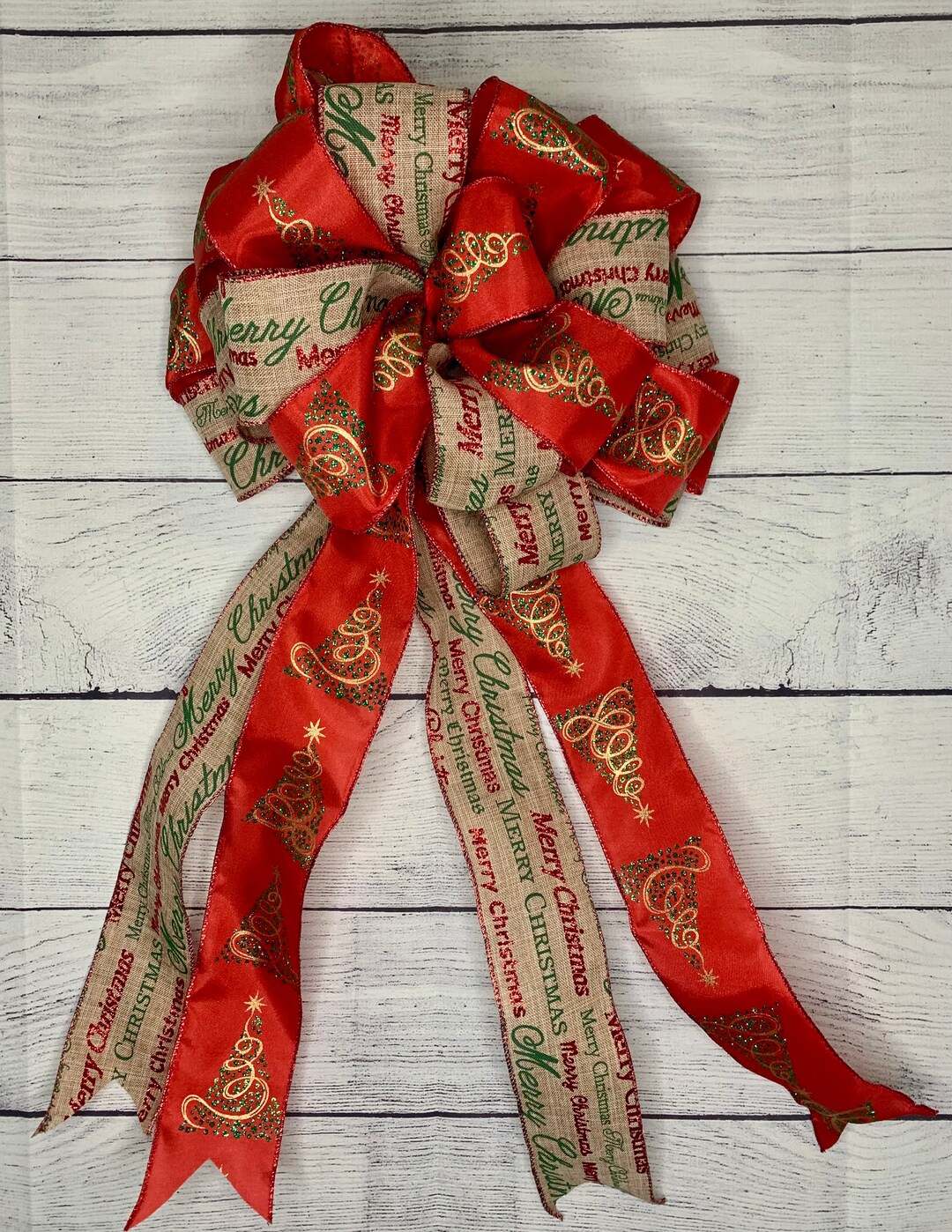 Christmas Bow, Red and Gold Christmas Bow Etsy