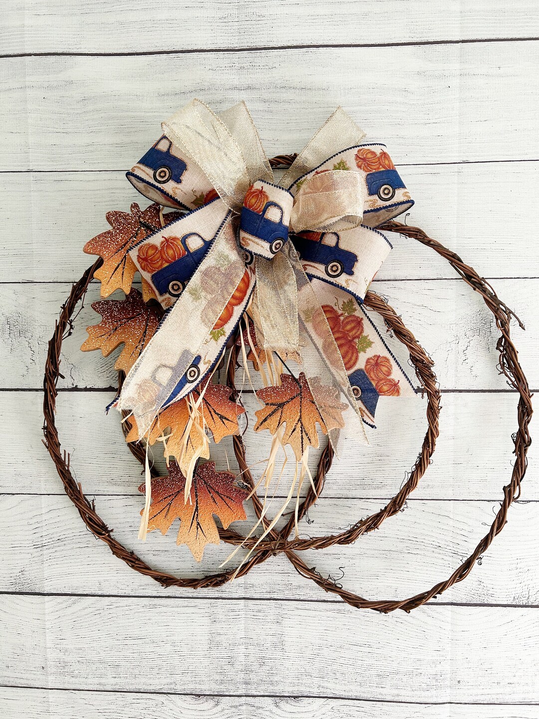 Grapevine Pumpkin Wreath for Front Door, Fall Decorations, Fall Front ...