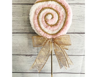Easter Lollipop, Pastel Christmas Tree Decoration, Candy Themed Decor, Pink Halloween, White and Gold Wreath Attachment, Tiered Tray Decor