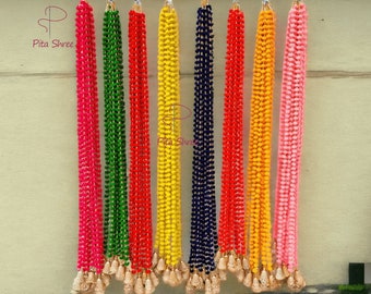 Multicolor Pom Pom Garland: Indian Wedding Mehndi Decor (150cm)