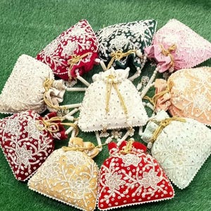 Brautjungfer Potli für Bide Potli für Weihnachtsgeschenk indische handgemachte Potli Hochzeit Gunst Tasche Potli