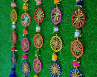 Multicolor Indian Dream catchers Indian Wedding Decoration Mehndi Decor Party Backdrop Pom Pom Gota Hangings