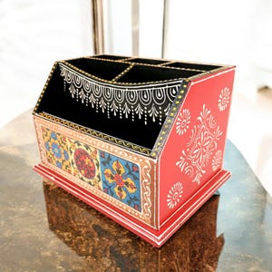 porte-stylo avec téléphone portable/porte-cartes | Couverts Cuillère, fourchette et porte-mouchoirs avec 6 compartiments | Organiseur polyvalent
