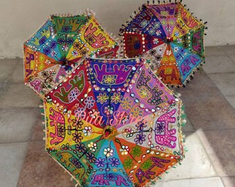 Geborduurde olifantsparaplu: Indiaas bruiloftsdecor, 24 inch katoenen parasol