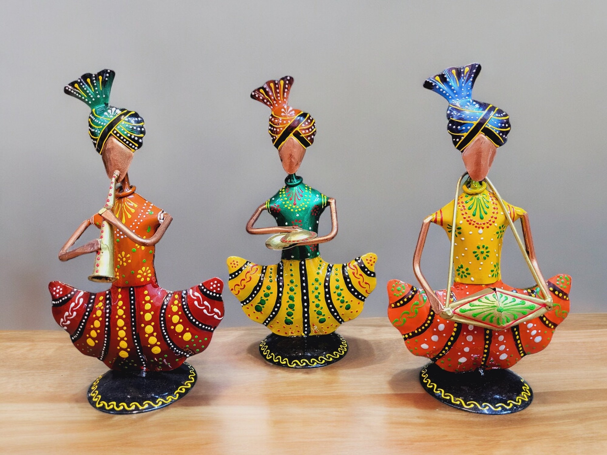 Handmade Iron Musician Statue Set: Indian Diwali Decor - Etsy