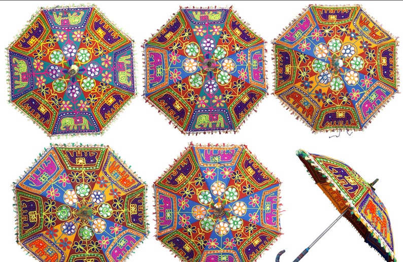Decorative Umbrella Mehndi Decor Indian Decor Haldi Decoration Umbrella Decor Elephant Umbrella Indian Wedding Decor Indian Umbrella image 6