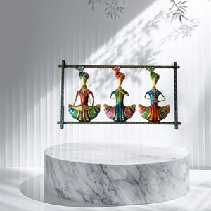 Handmade Large Metal Musician Frame, Indian Handicraft Metal Wall Art Traditional