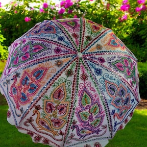 Indian Garden Umbrella Sun Shade Patio Mandala Umbrella Cotton Outdoor Fabric Decorative Sun Tapestry Umbrella