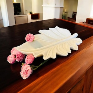 Leaf Shaped Center Piece Marble Fruit Bowl, Antique Bowl/ Vintage Dish/ Decorative Flower Bowl/ Housewarming Wedding Gift / Art Object