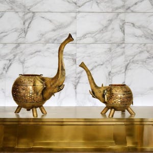 Handmade Rajasthani Traditional Table Top Elephant Tea Light Holder/Candle Lantern Attractive Showpiece Tealight Holder for Home Decor