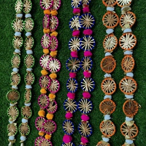 Acchiappasogni indiani Decorazione matrimonio indiano Decorazione Mehndi Sfondo festa Pom Pom Gota Appesi oggetti di scena sangeet Decorazione haldi Decorazione lohri