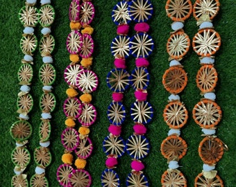 Indian Dream catchers Indian Wedding Decoration Mehndi Decoration Party Backdrop Pom Pom Gota Hangings sangeet props haldi decor lohri decor