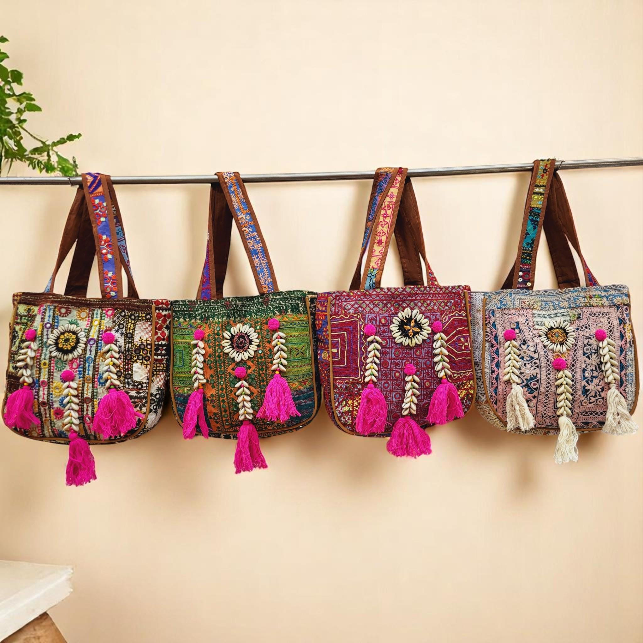 Sac à Main Ethnique Bohème Brodé Pour Femme - Style Hippie Indien Pakistanais - Tote Bag Pratique Et Coloré
