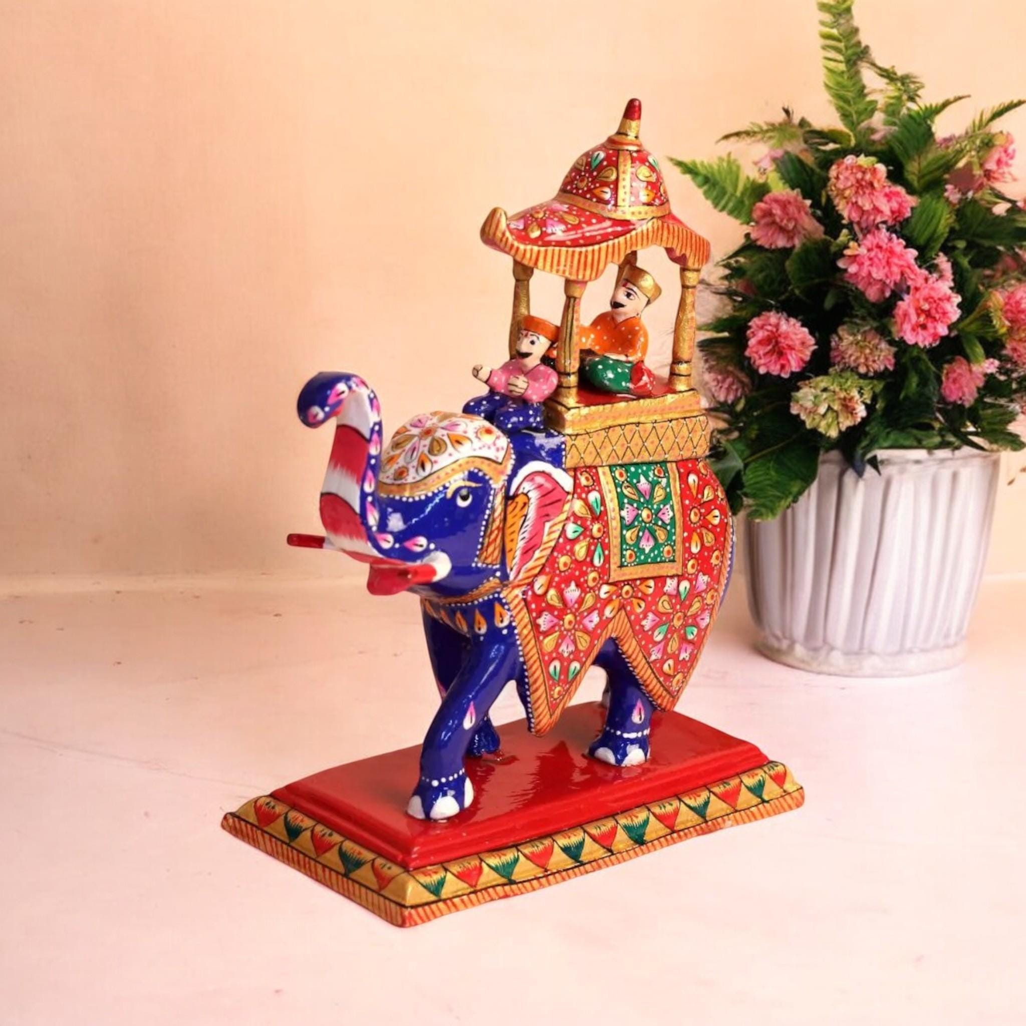 Meenakari Elephant Statue: Hand-painted Rajasthani Sculpture
