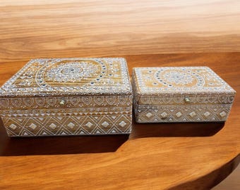 Handpainted Floral Jewelry Box: Mango Wood Keepsake, Indian Decor