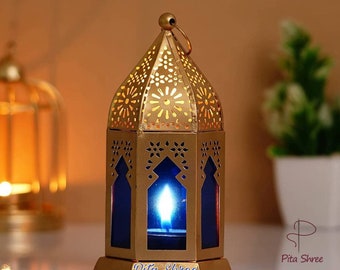 Antique Collection Lantern Lamp with Tealights Iron Cup Tealight Holder golden colour