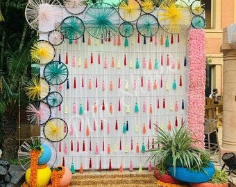 Indian Wedding Tassel Door Hanging: Multicolored Mehndi Haldi Decor