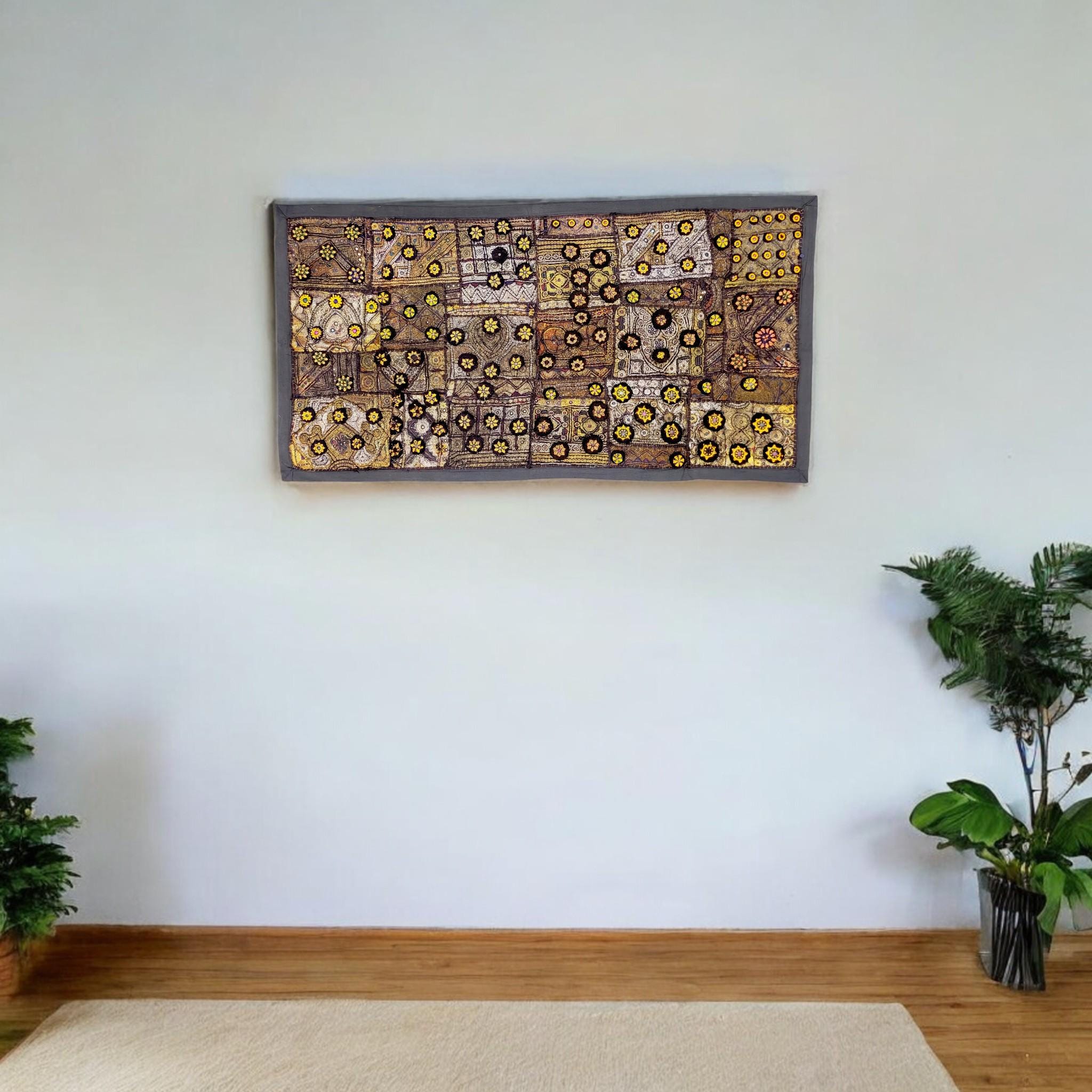 Boho Tapestry Vintage banjara hand Embroidered patchwork Tapestry Bohemian interior decoration wall hanging