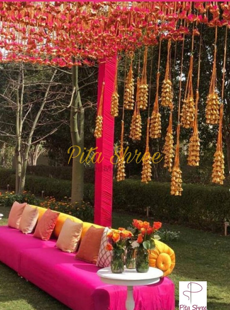 Gota Lace Garland Gota Garland Indian Wedding Decor Mehndi Decor Haldi Decoration Gota Decor Gota Patti Lace Diwali Decoration image 1