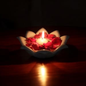 White Marble Flower Bowl: 7 inch Floating Candle Centerpiece, Set of 2