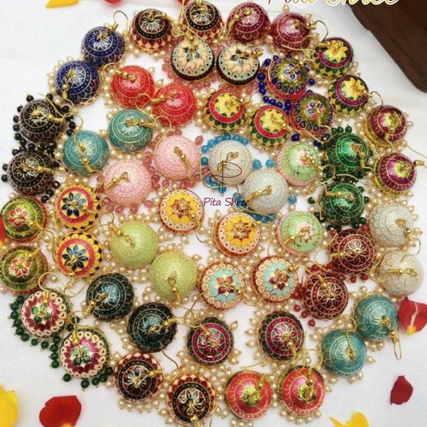 Assorted Lot Of Meenakari Earrings Indian Handmade Jewellery Wedding Favor Bridesmaid Gifts Mehendi Sangeet Ceremony Gifts For Guests
