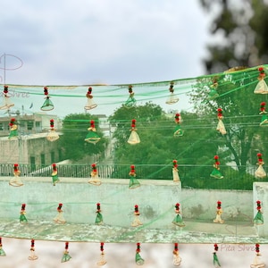 Handmade Indian Wedding Bride Entry Canopy: Phoolon ki Chaddar with Pom Poms