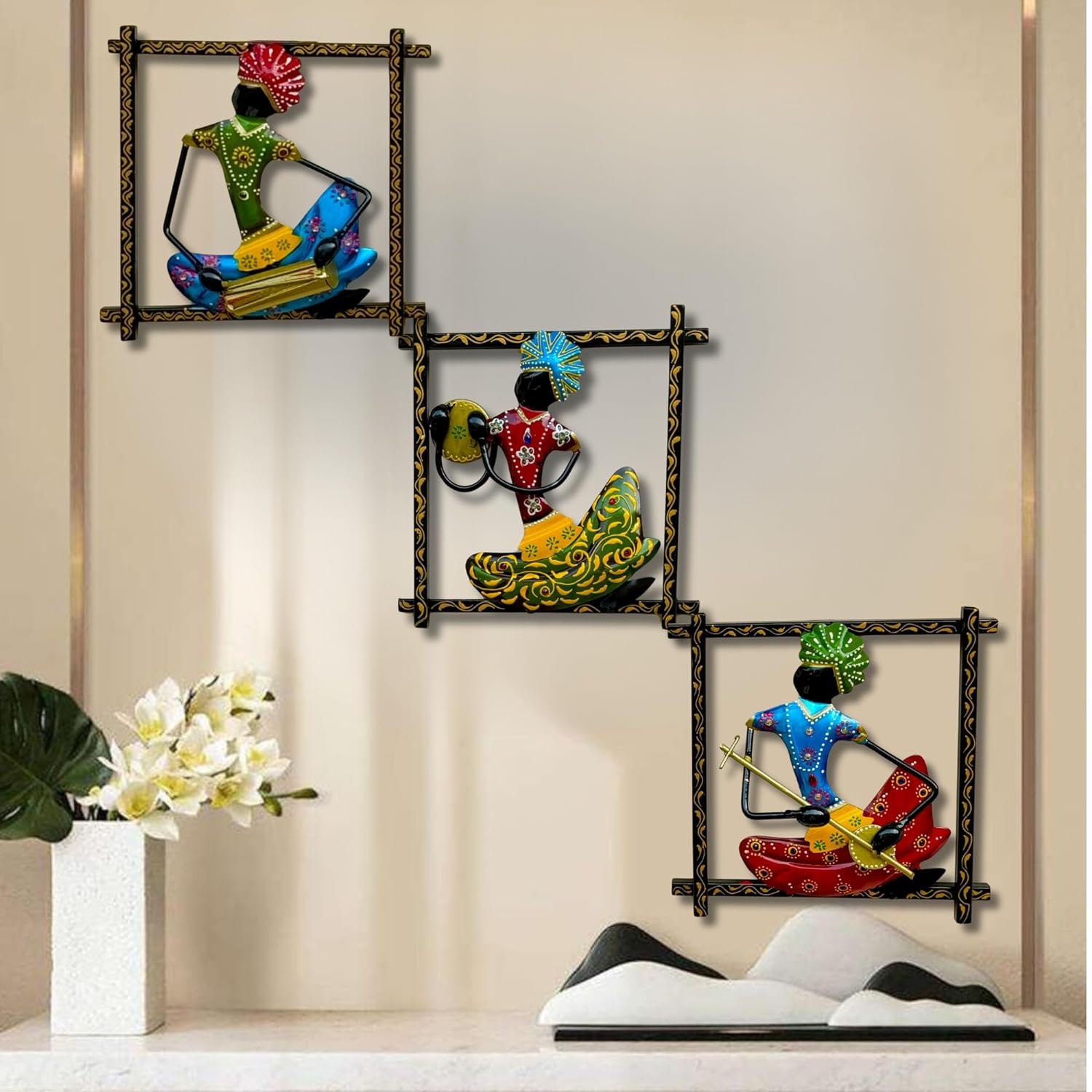 Wall Frame Wrought Iron Showpiece Indian Standing Decorative Traditional Statue Figurine