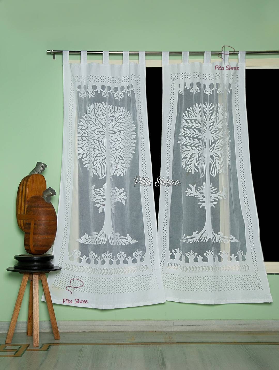 Indian Tree of Life Curtain Indian Applique Curtains Handmade Curtains ...