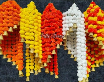 Artificial Flowers Marigold Jhumar Marigold Jhoomar Marigold Garland Indian Wedding Decor Diwali Decoration Temple Decor Haldi Decor