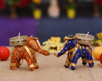 Elephant Tealight Candle Holder: Indian Wedding Favor, Diwali Decor