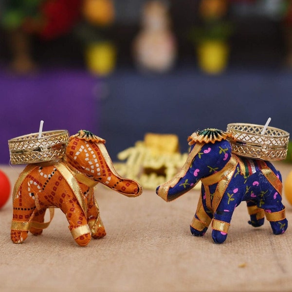 Regalos de retorno indio Favor de boda india Decoración de boda india Mehndi Decoración Elefante Tealight Portavelas Diwali Decoración Diya