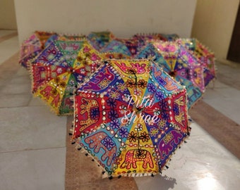 Handgemaakte geborduurde olifantsparaplu: Indiaas bruiloftsdecor, 24"