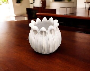 Handcarved Marble Lotus Candle Holder: Home Decor Gift