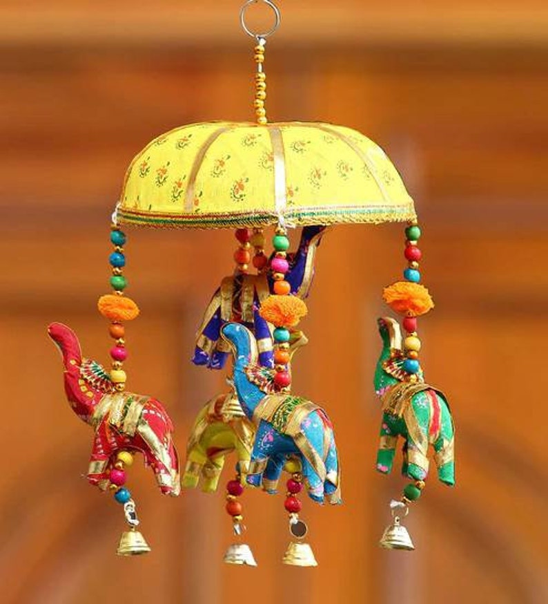 Indian Wedding Decoration Elephant windchimes Mehndi Decor Party Backdrop Door Hangings Bell Diwali Props Dholki henna haldi mehendi sangeet image 1