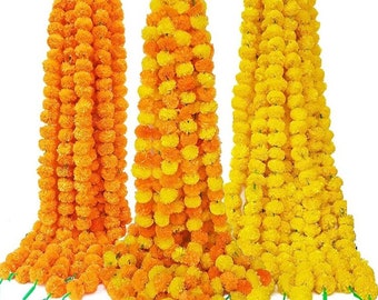 Wholesale Artificial Marigold Flower Garland Wedding Indian Event Decoration Artificial Flowers Strings Mehndi Decorations