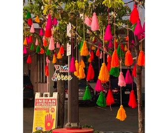 Indian Wedding Decor: Handmade Multicolored Woolen Tassel Hangings